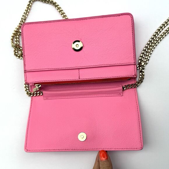 Authentic Versace WOC Pink Leather Gold Chain Medusa Head Crossbody Bag With COA - Picture 3 of 9
